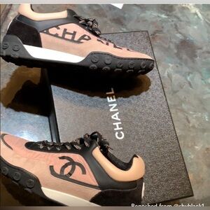 Pink Authentic Chanel Sneakers Size 39  extra laces